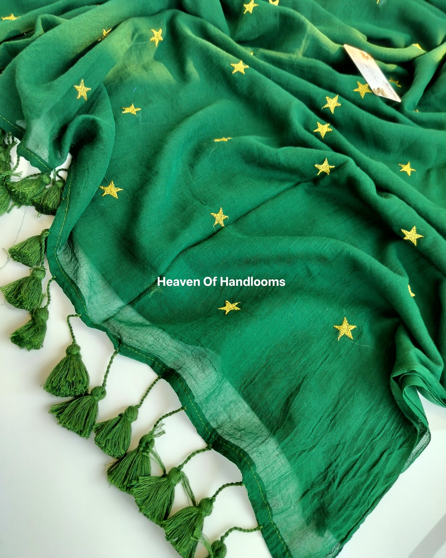 Embroidery Saree - Green Star