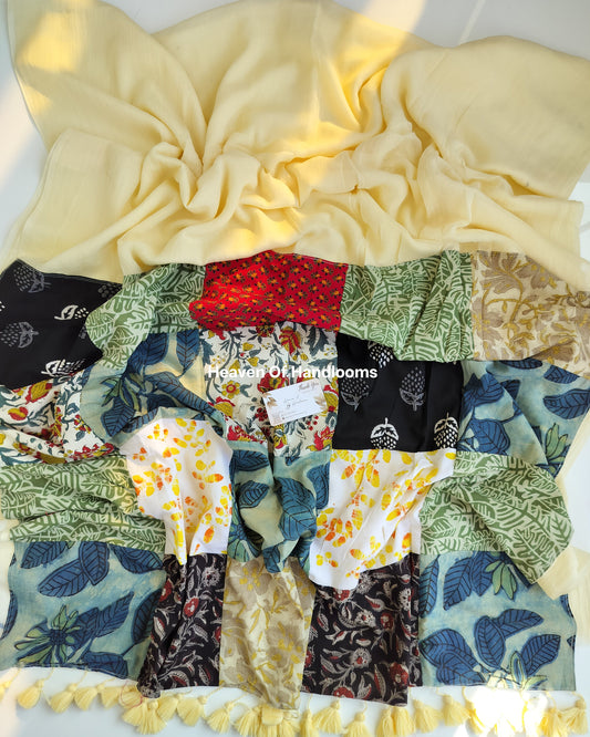 Festive Saree - Cream Patchwork