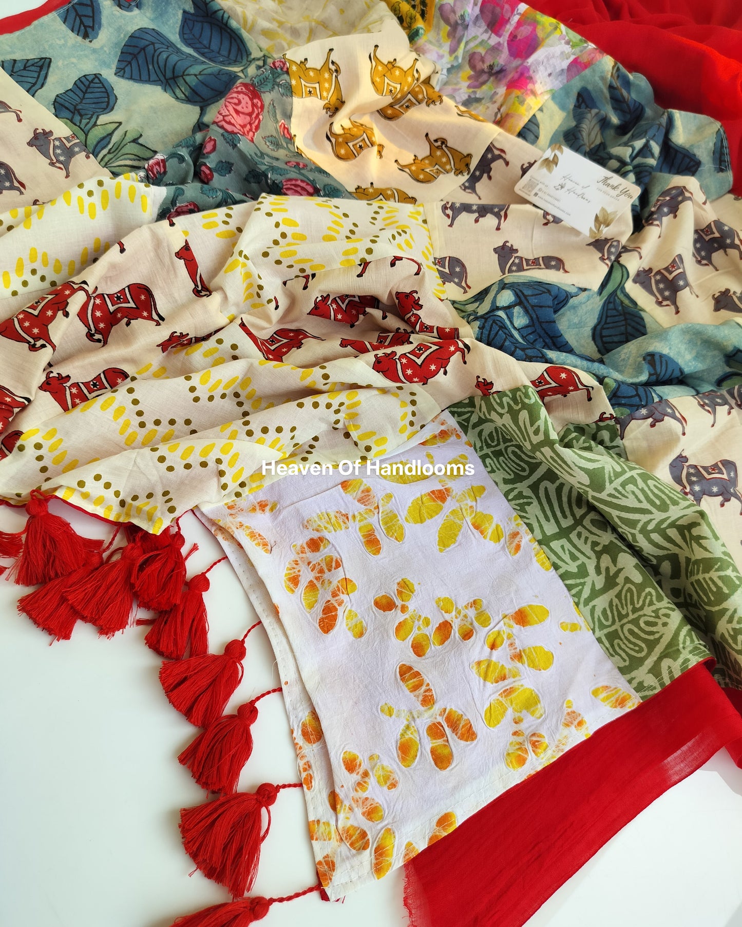 Festive Saree - Red Patchwork