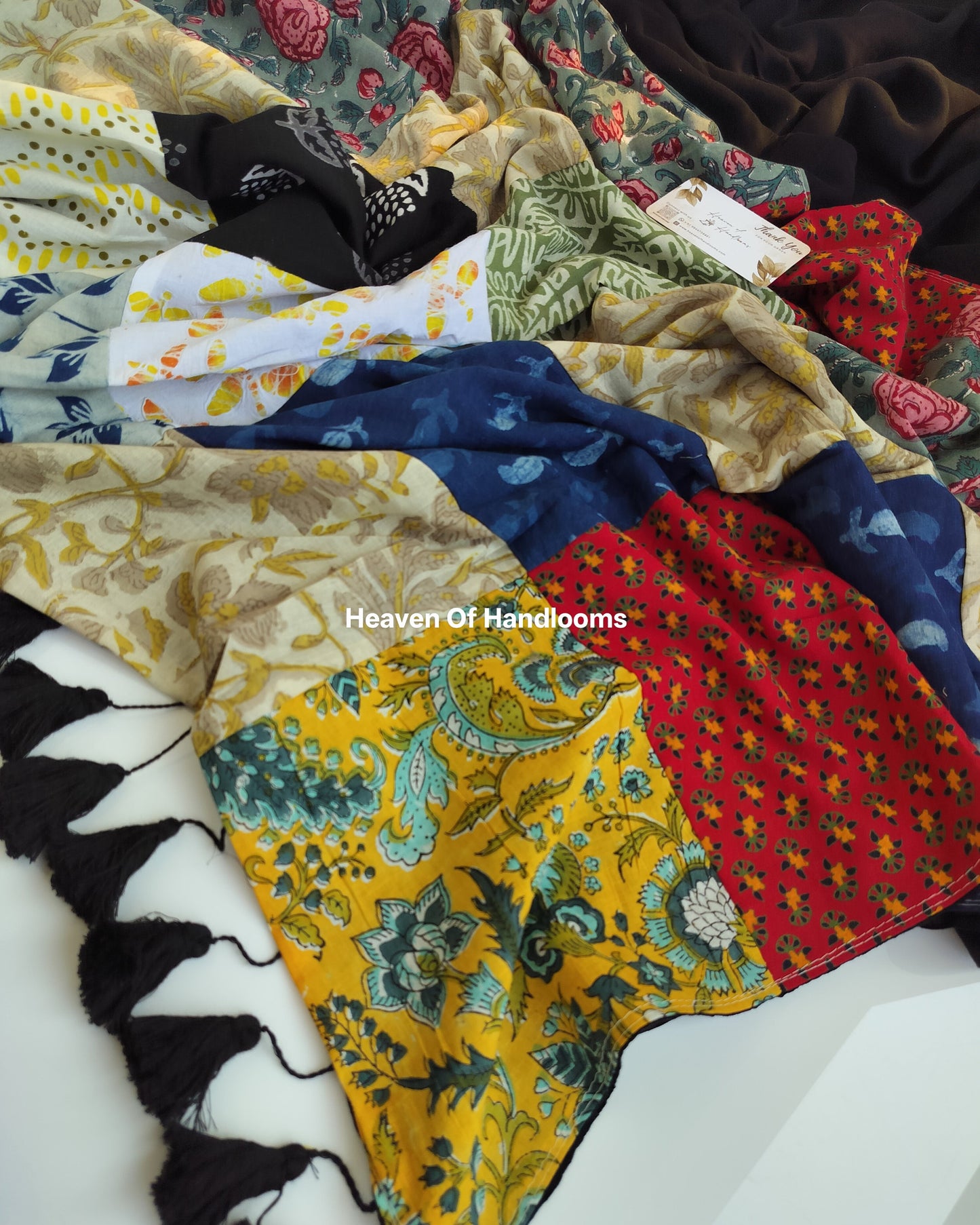 Festive Saree - Black Patchwork