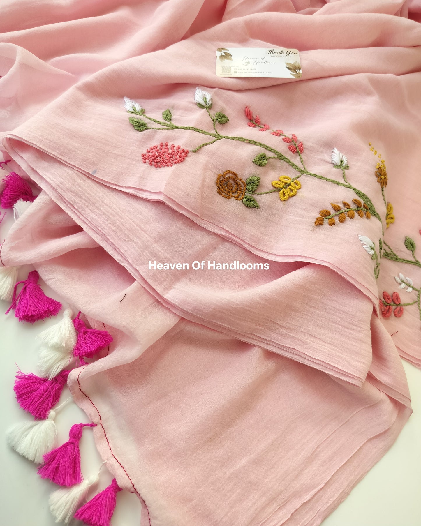 Premium Hand Stitch - Baby Pink Hand Emb