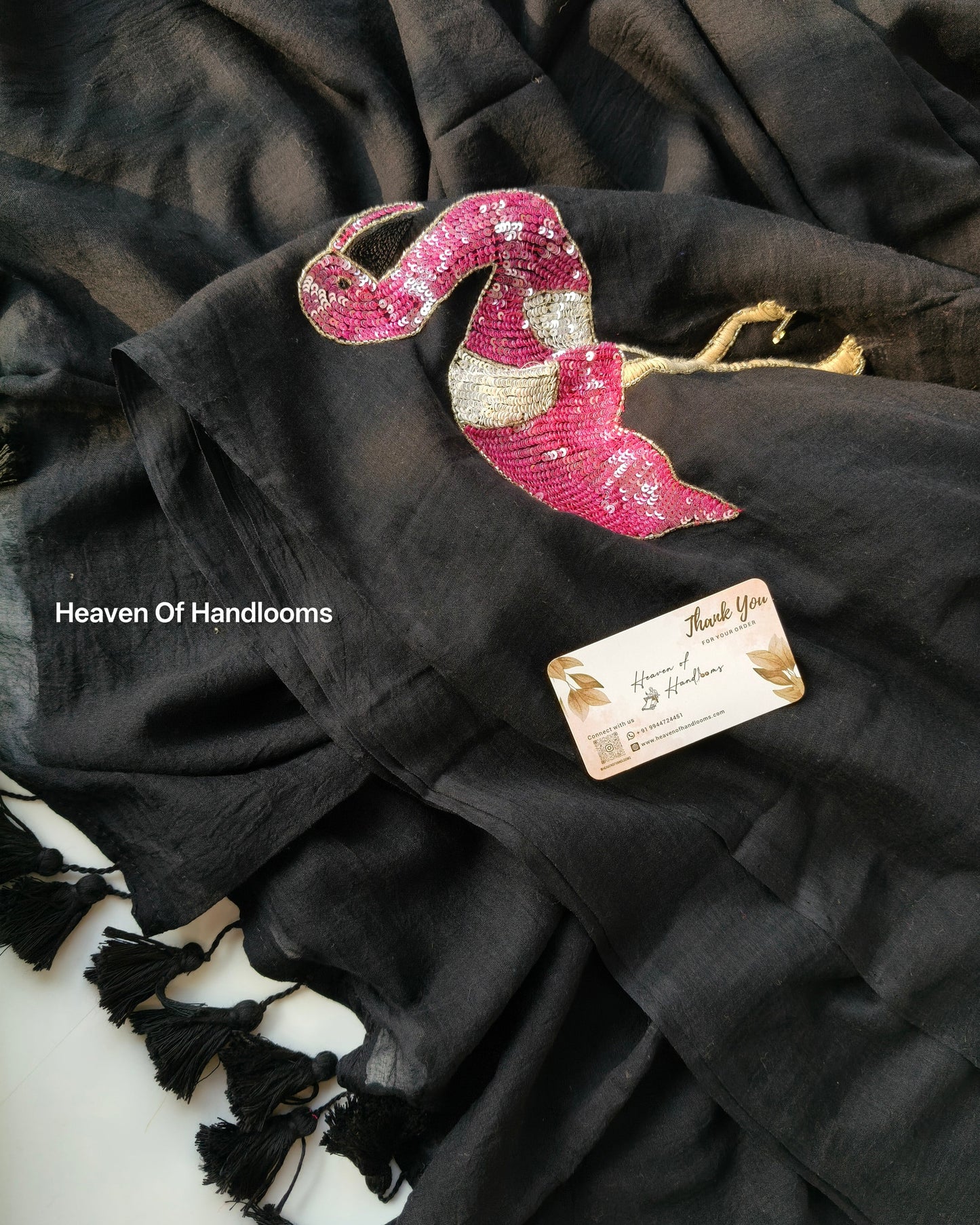 Premium Hand Stitch - Black Flamingo