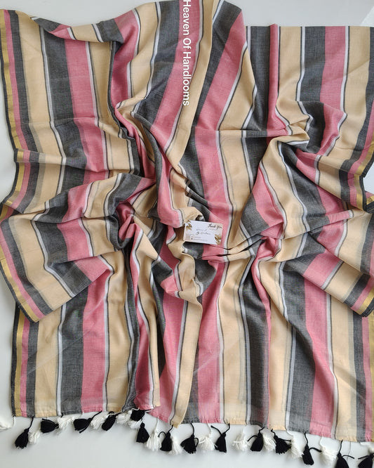Festive Saree - Stripe Grey