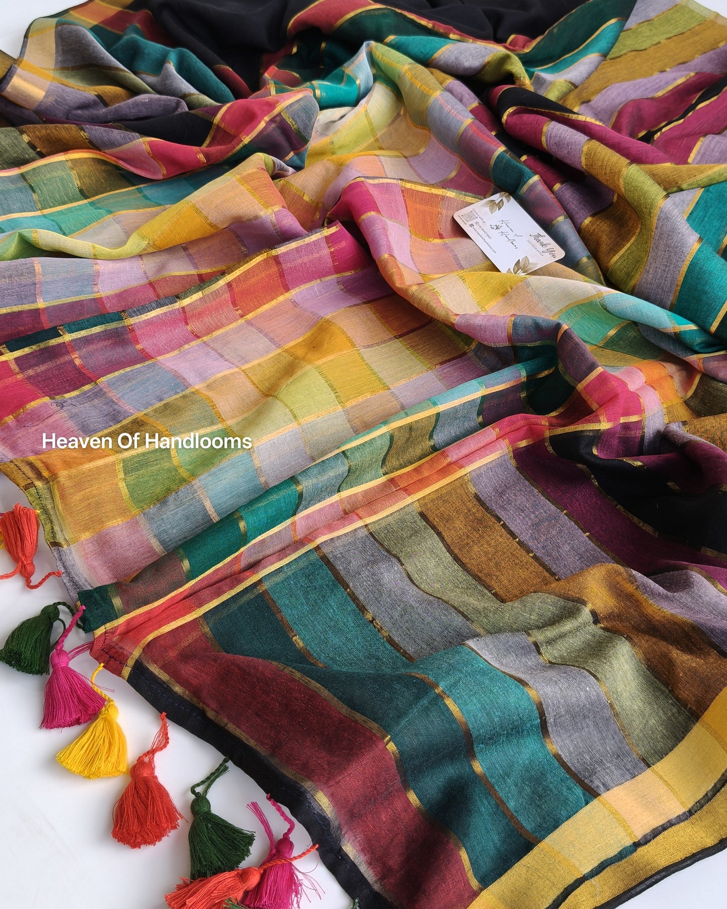 Festive Saree - Black Rainbow Kattam