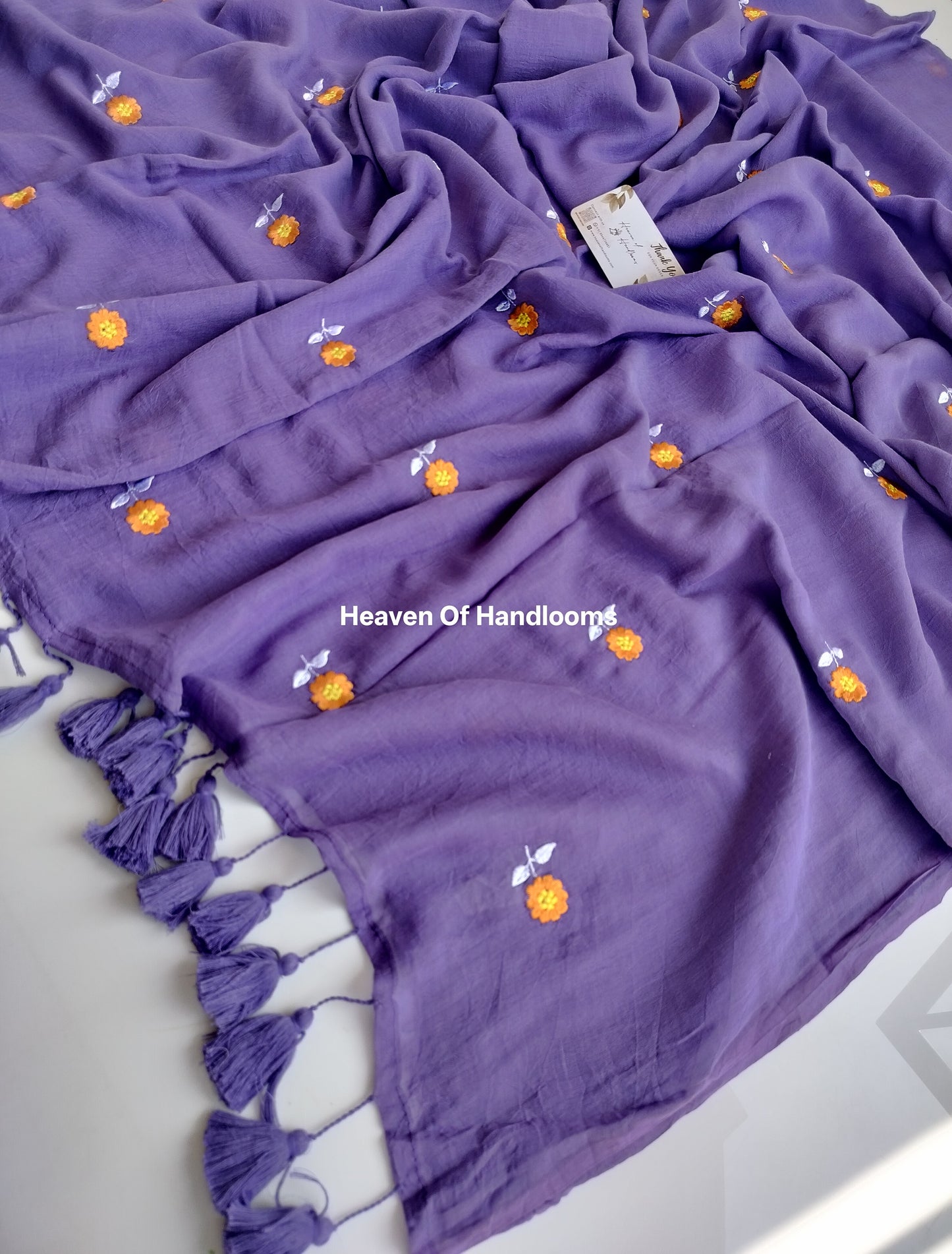 Embroidery Saree - Purple Jasmine