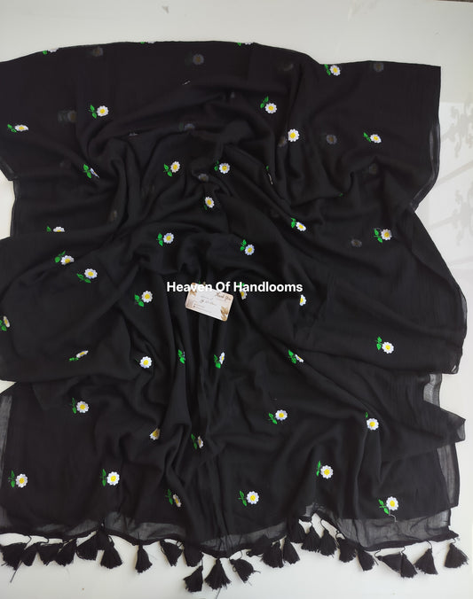 Embroidery Saree - Black Jasmine