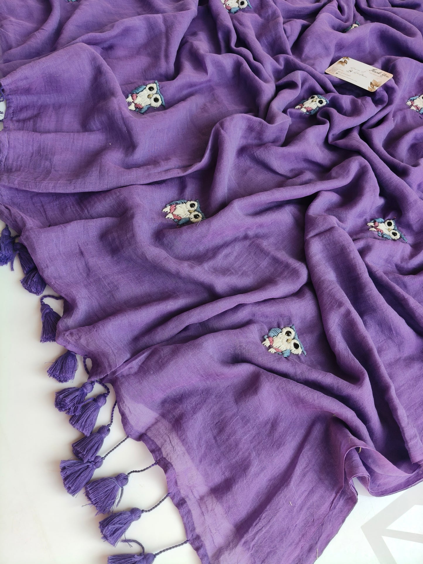 Premium Hand Stitch - Purple Owl Kantha
