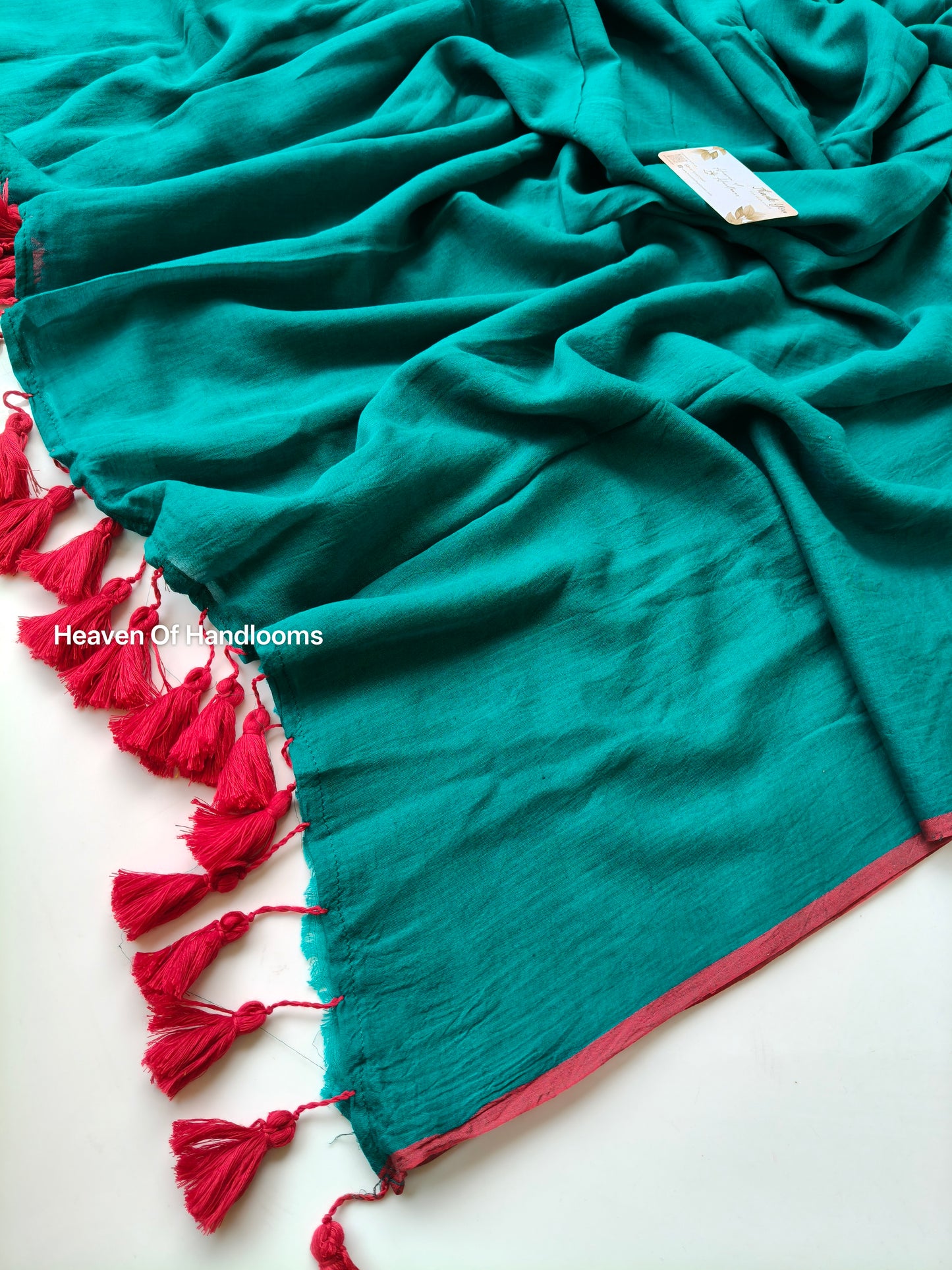 Plain Mul Saree - Dark Teal