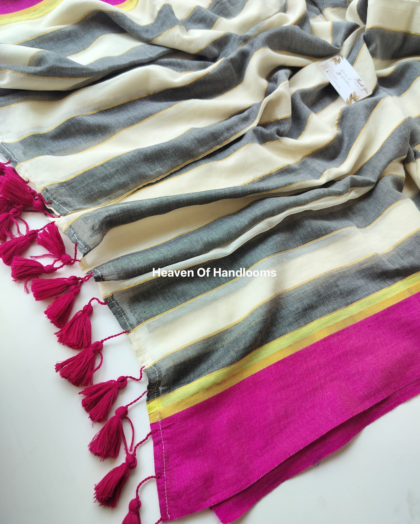 Onam-Vishu Saree -Chess Stripe Pink Border