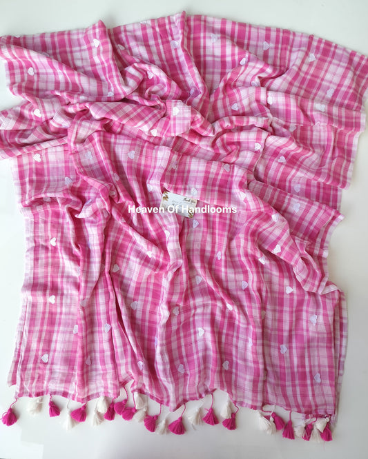 Embroidery Saree - Pink Box Heart