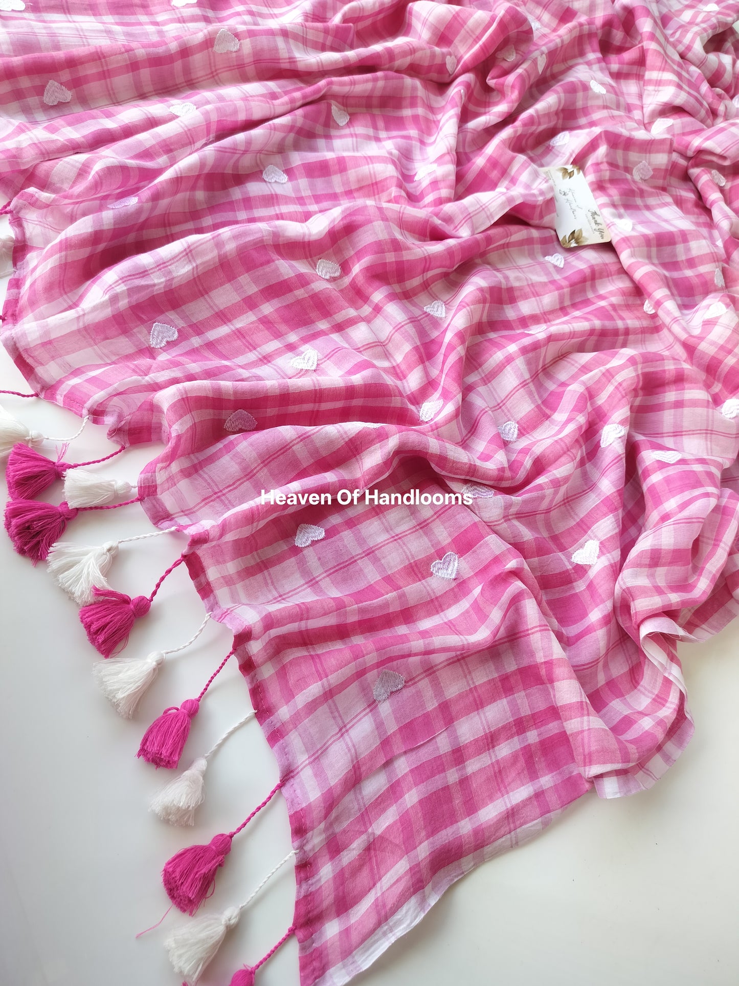 Embroidery Saree - Pink Box Heart