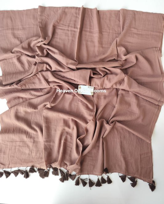 Plain Mul Saree - Choco