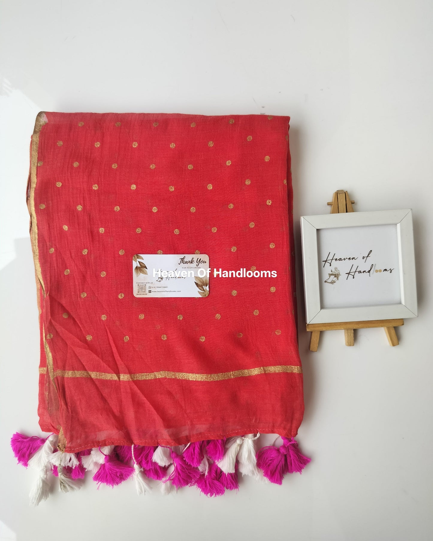 Printed Saree - Peach Orange