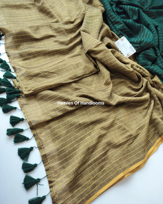 Festive Saree - Bottle Green