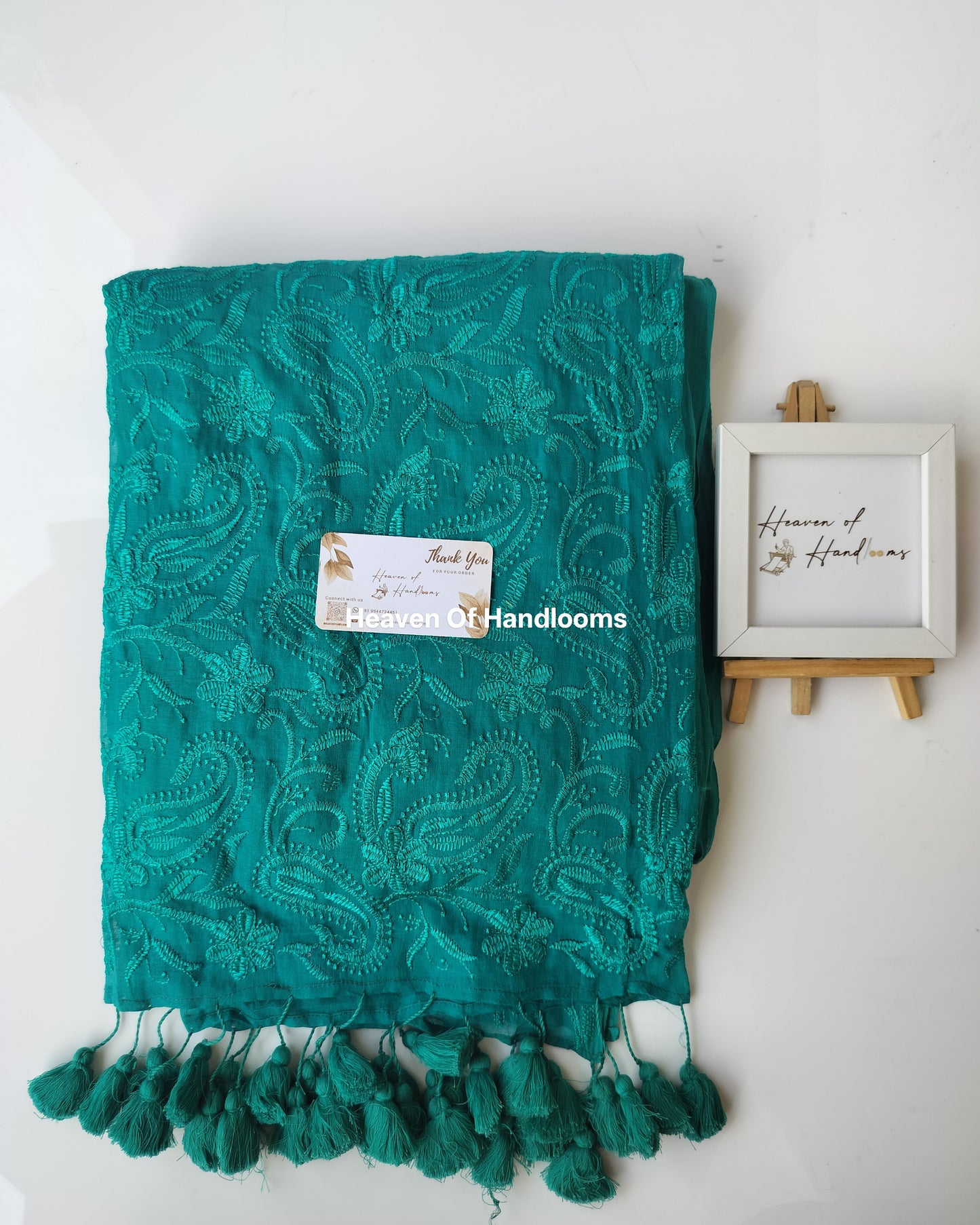 Festive Saree - Teal Blue Chikankari