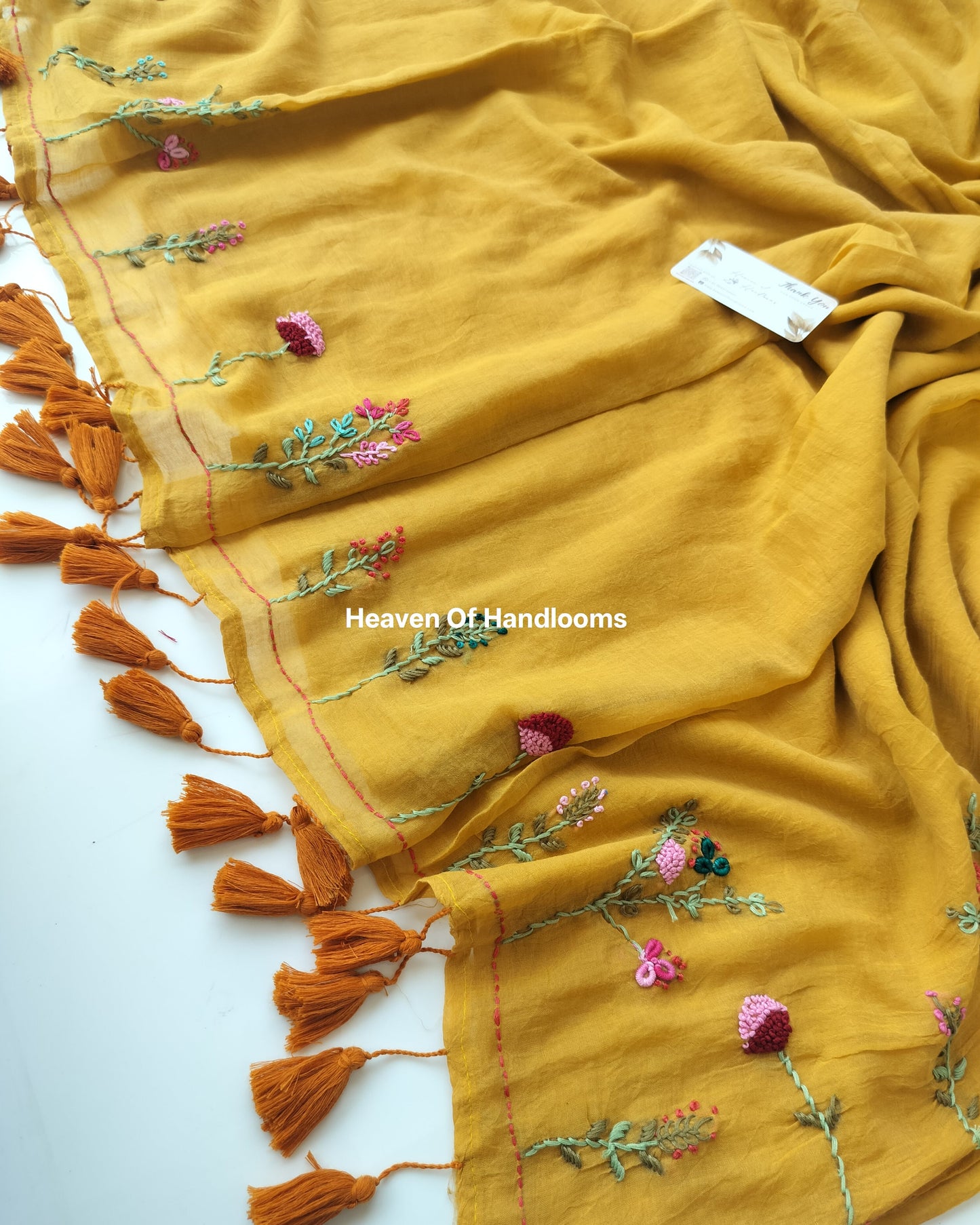 Premium Hand Stitch - Mustard Floral Garden