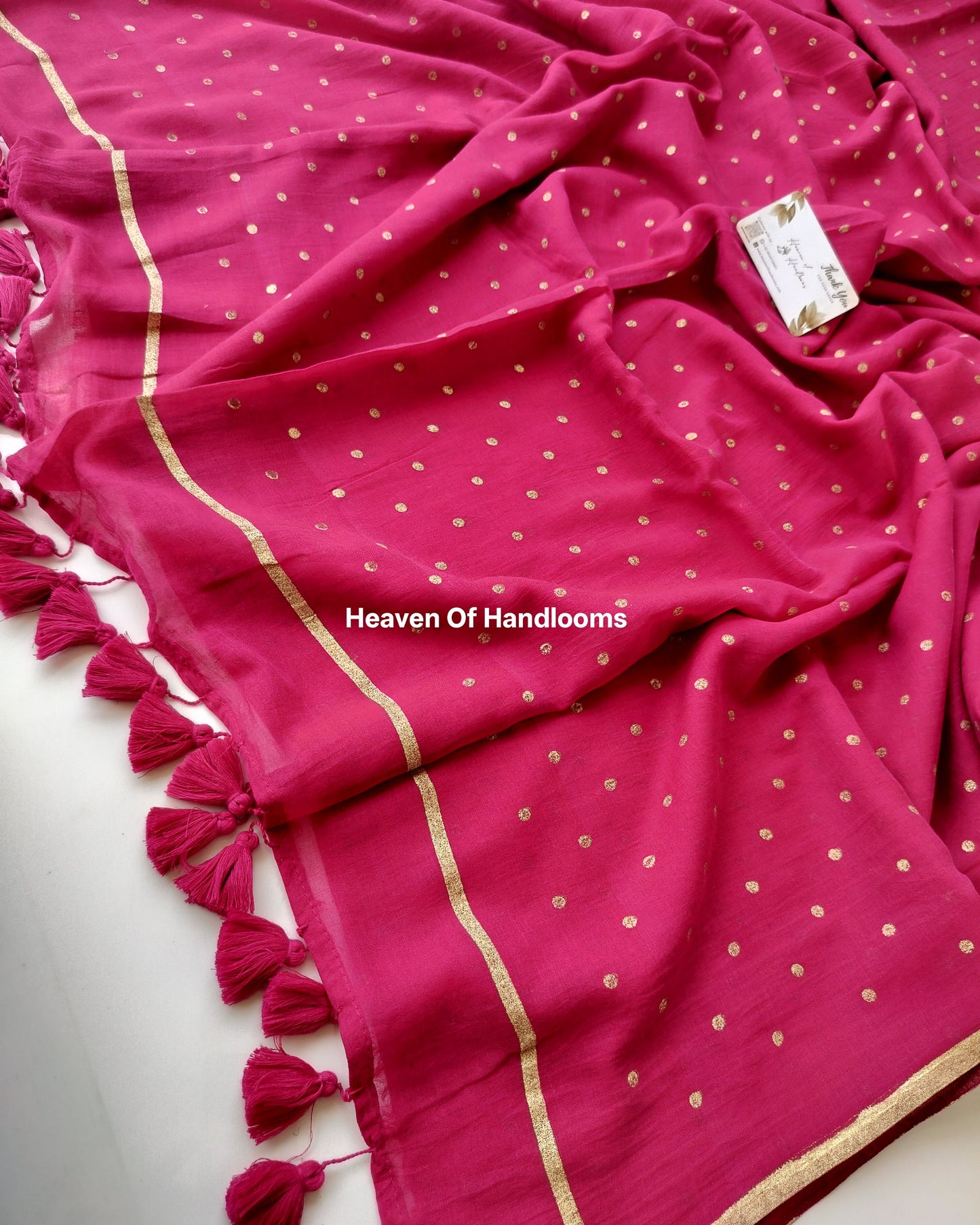 Printed Saree - Rose Golden Polka Dot