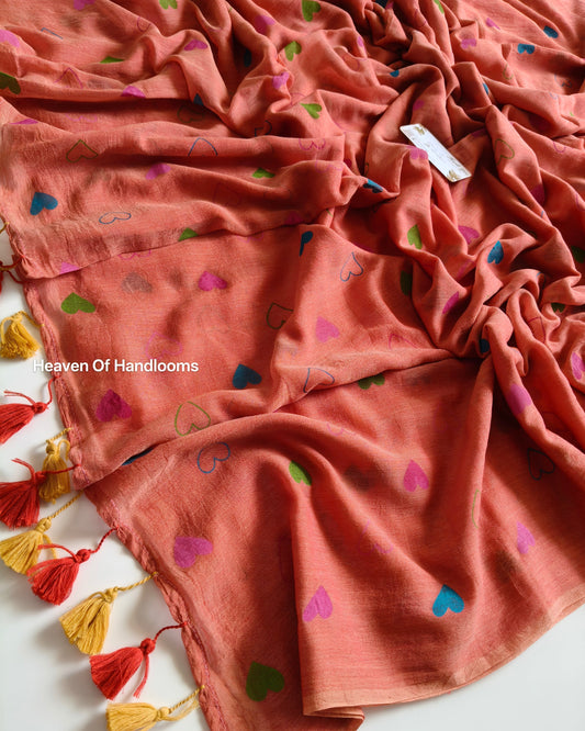 Printed Saree - Multi Heart