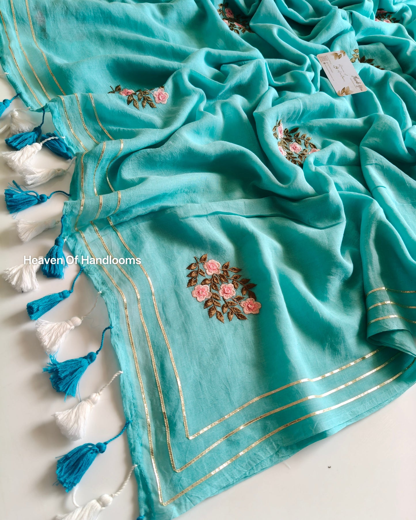 Festive Saree - Sky Floral