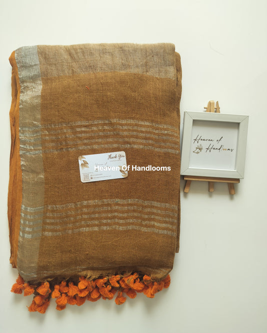 Linen by Linen - Fenugreek with Sliver Zari