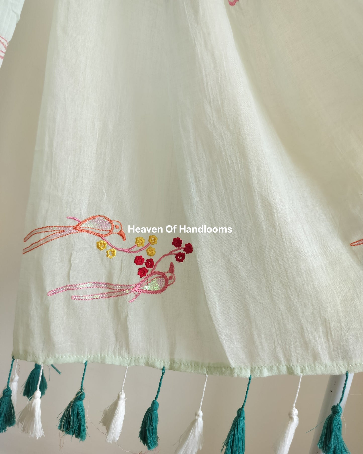 Festive Saree - Mint Mist Parrots