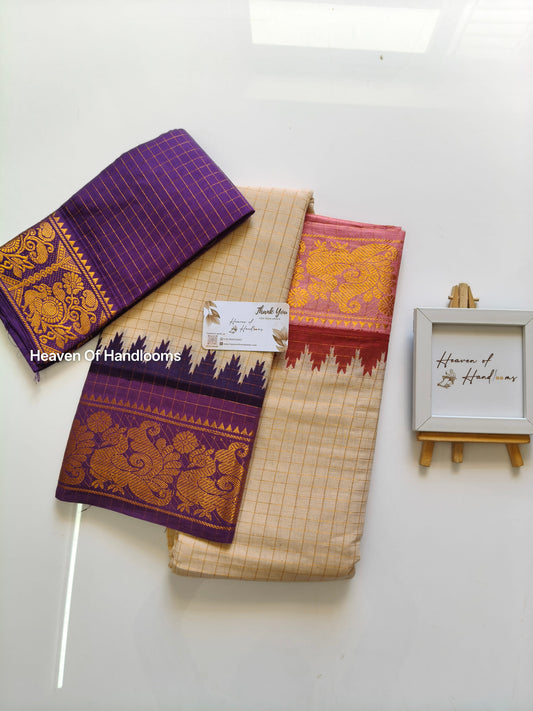 GANGA JAMUNA purple with Pastel pink