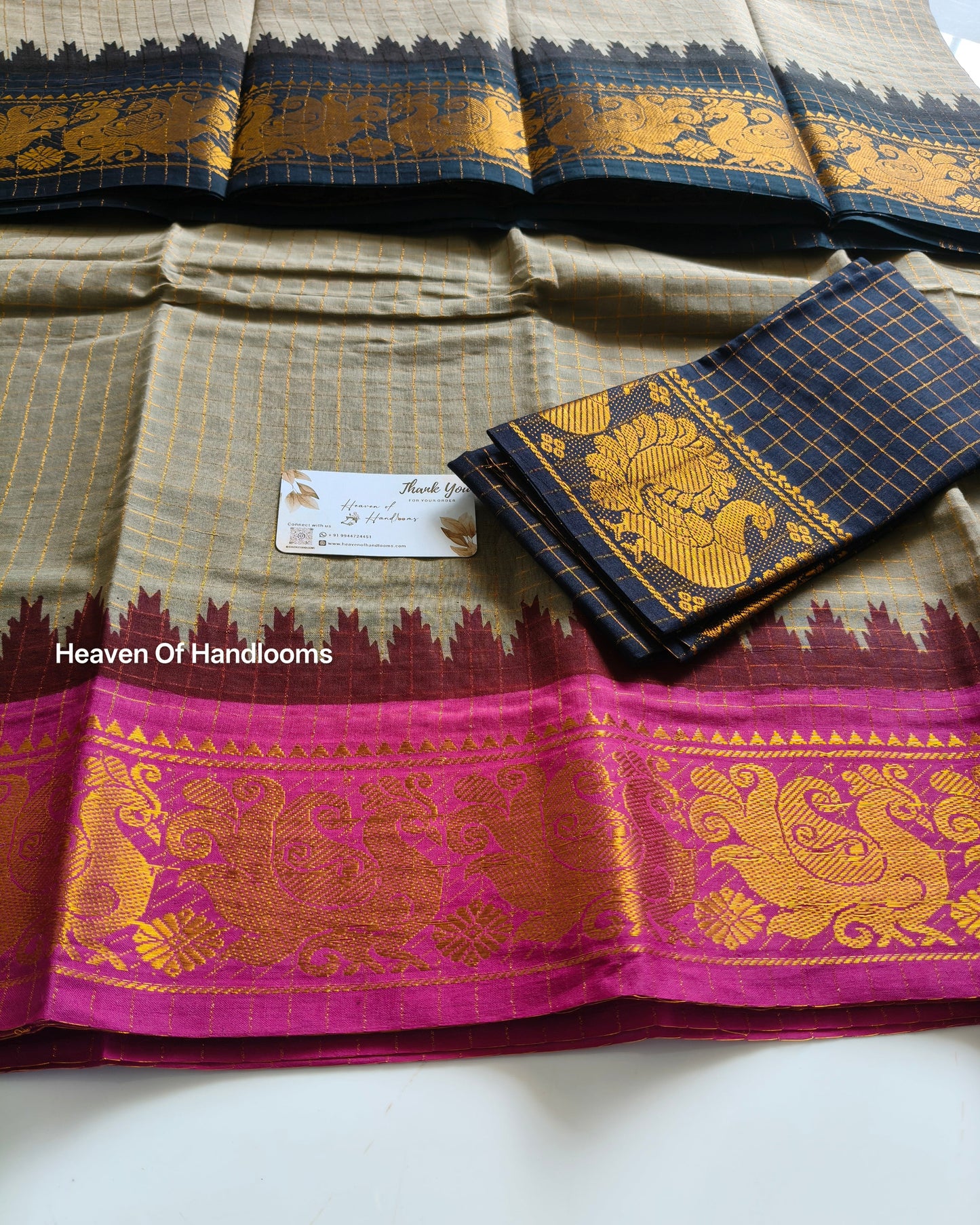 GANGA JAMUNA Grey With Pink