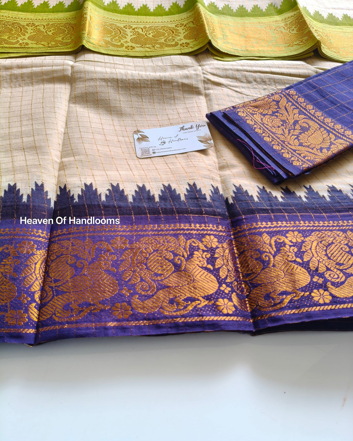 GANGA JAMUNA Violet With Parrot Green
