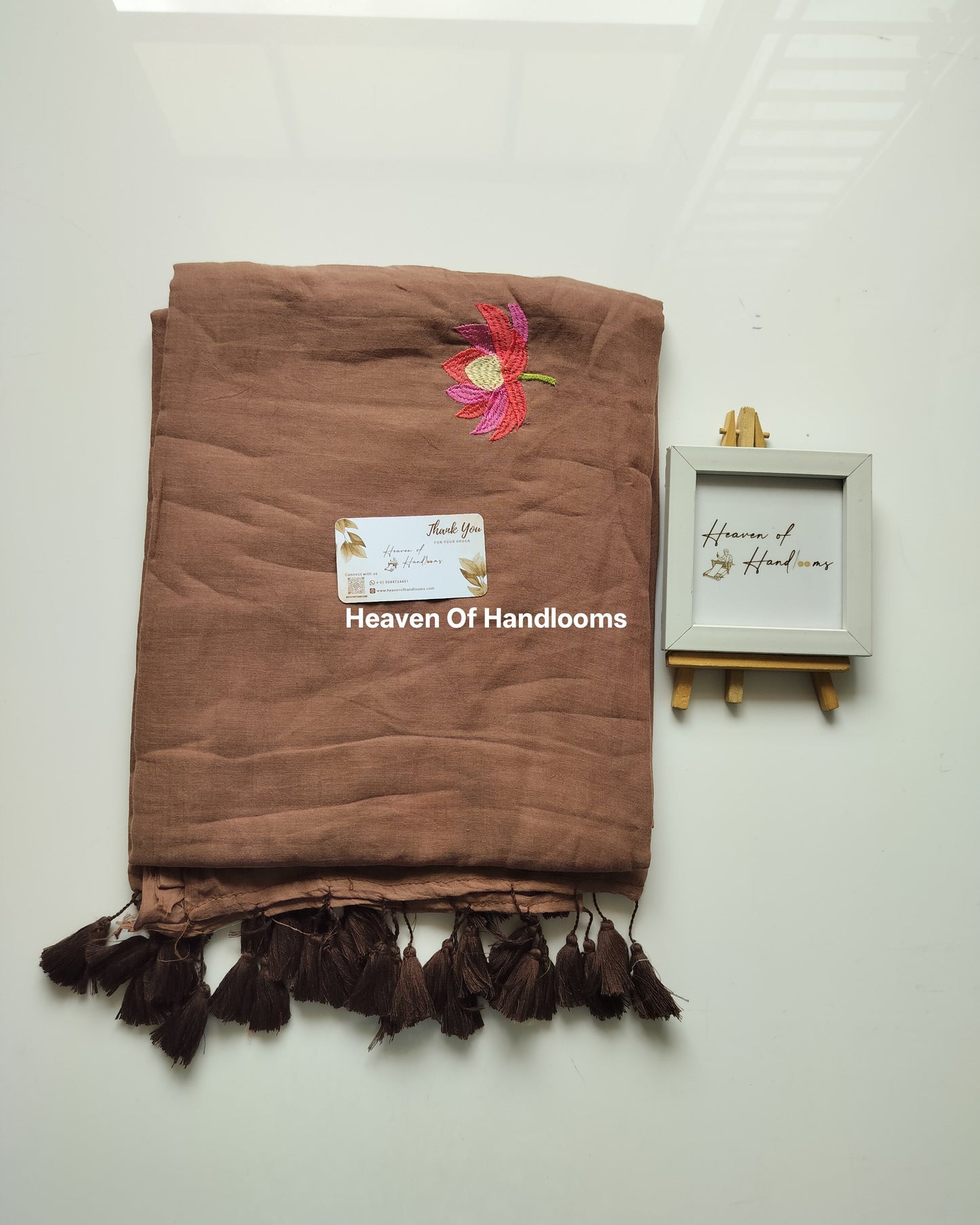 Embroidery Saree - Choco Lotus