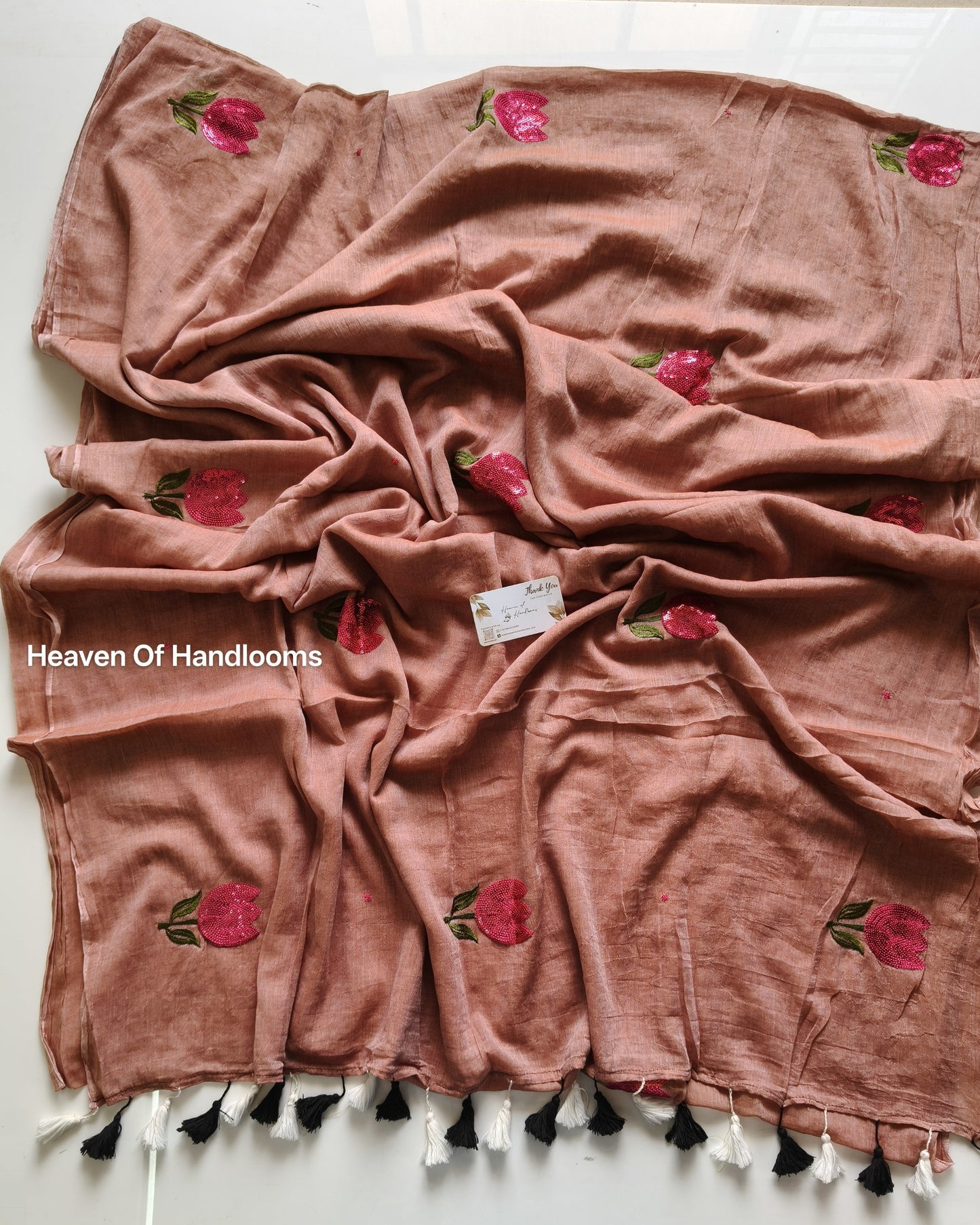 Festive Saree - Cinnamon Sequence Tulip