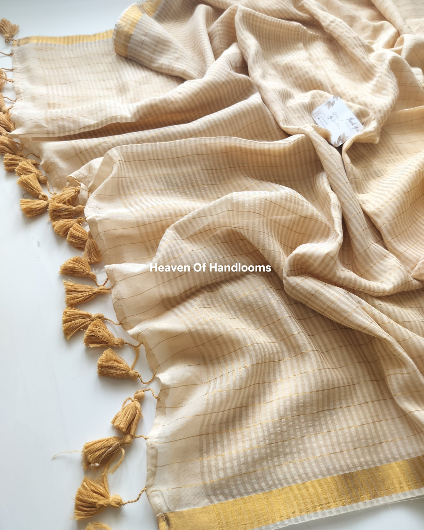 Onam-Vishu Saree -Cream Check With Golden Border