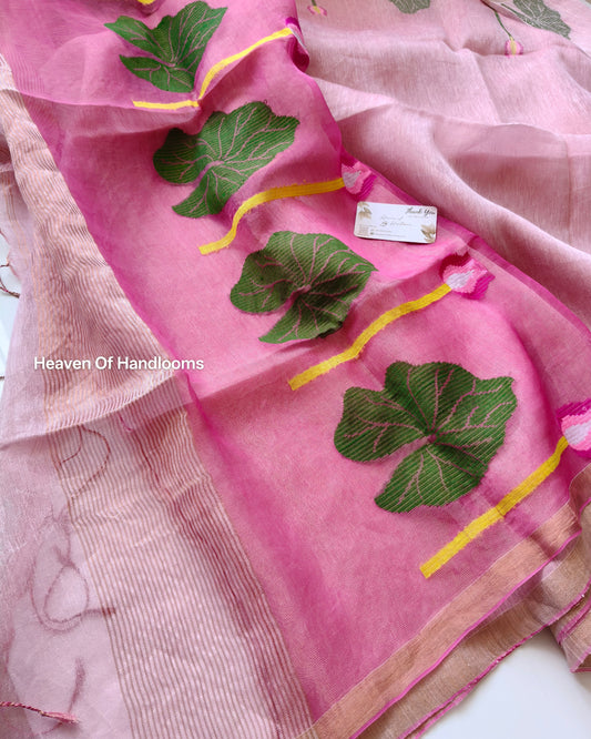 Linen by Silk - Lotus Reshom Pallu