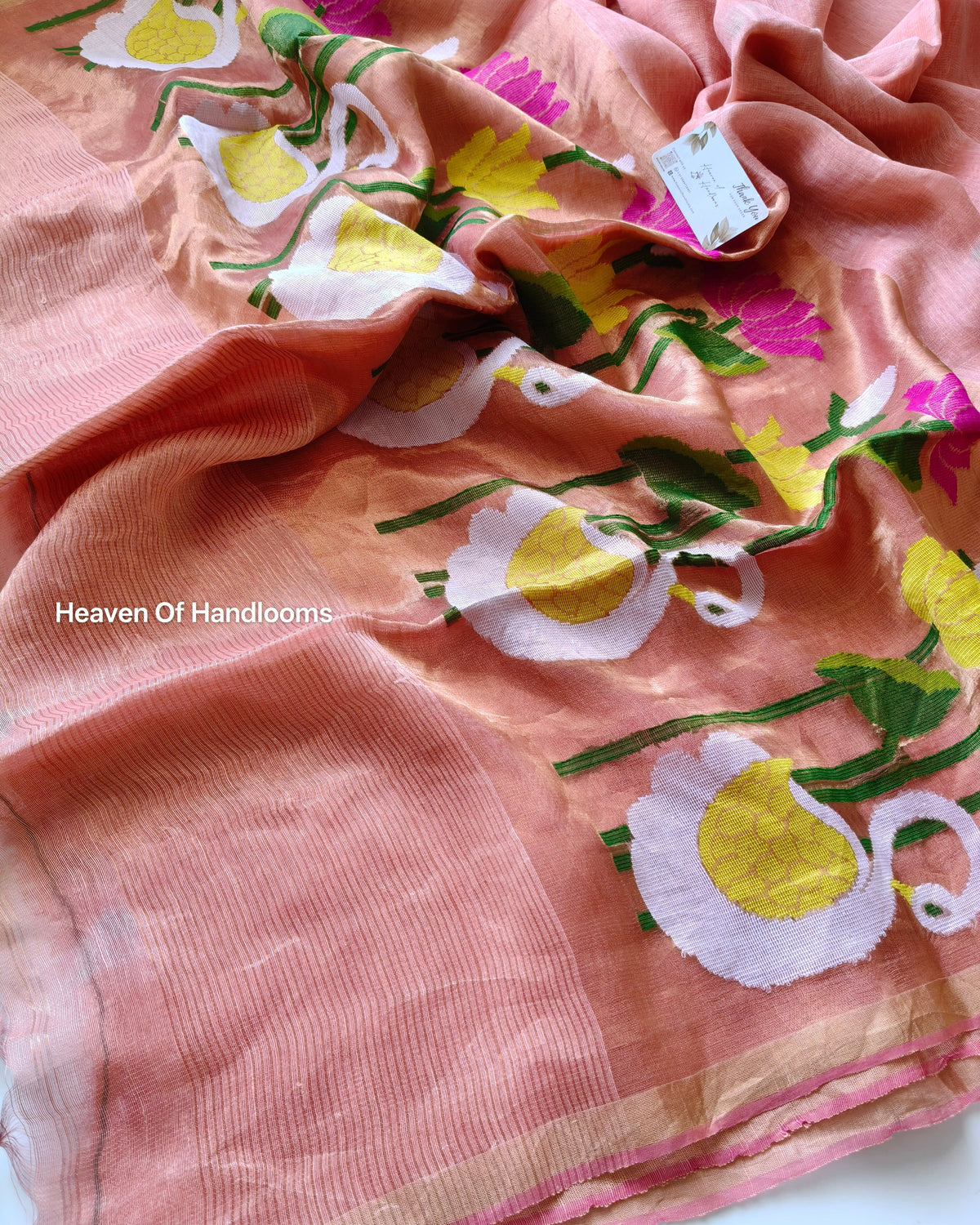 Linen by Silk - Peach Swan