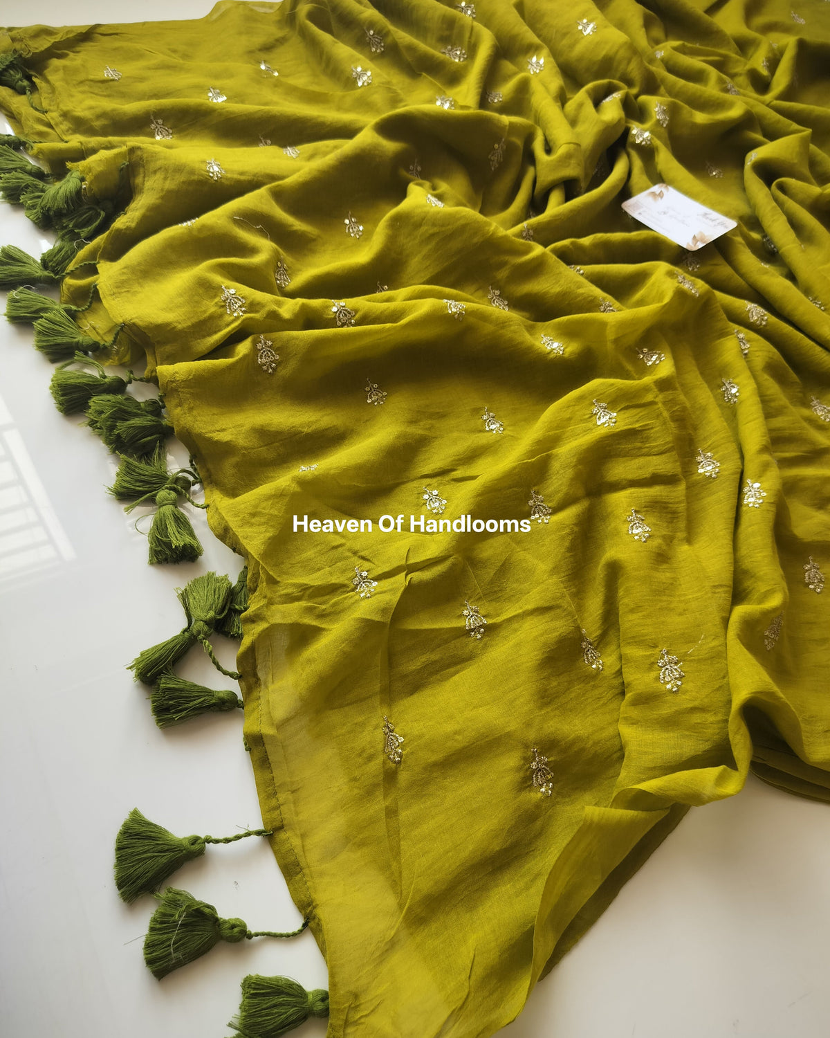 Festive Saree - Green Tiny Sequence