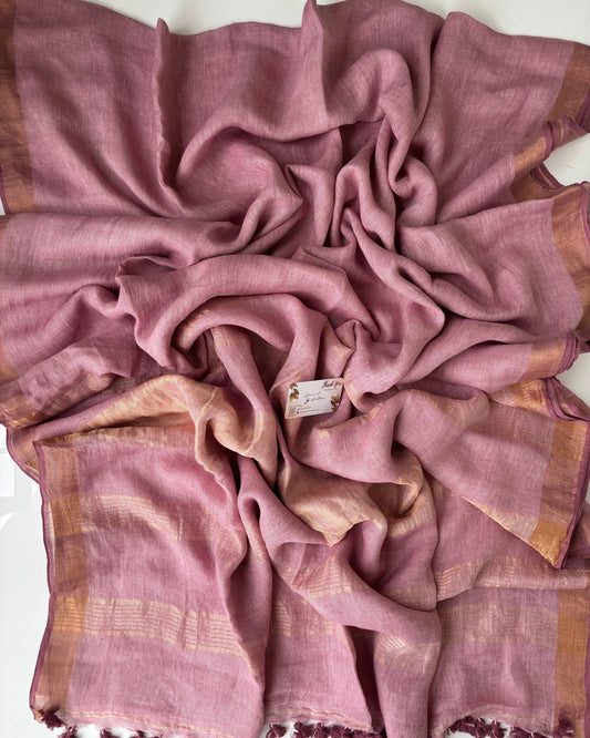 Linen by Linen - Rose Linen with Gold Border
