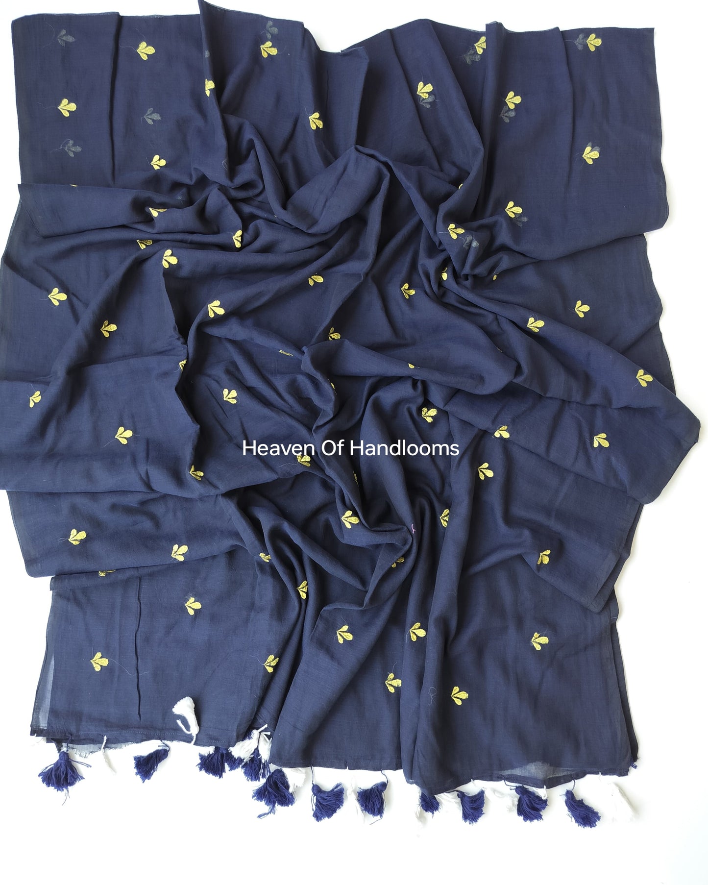 Embroidery Saree - Navy Small Floral