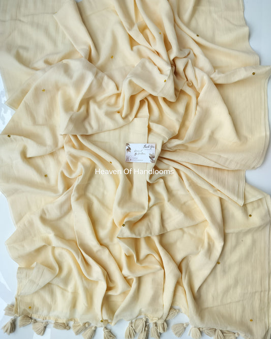 Festive Saree - Cream Gini