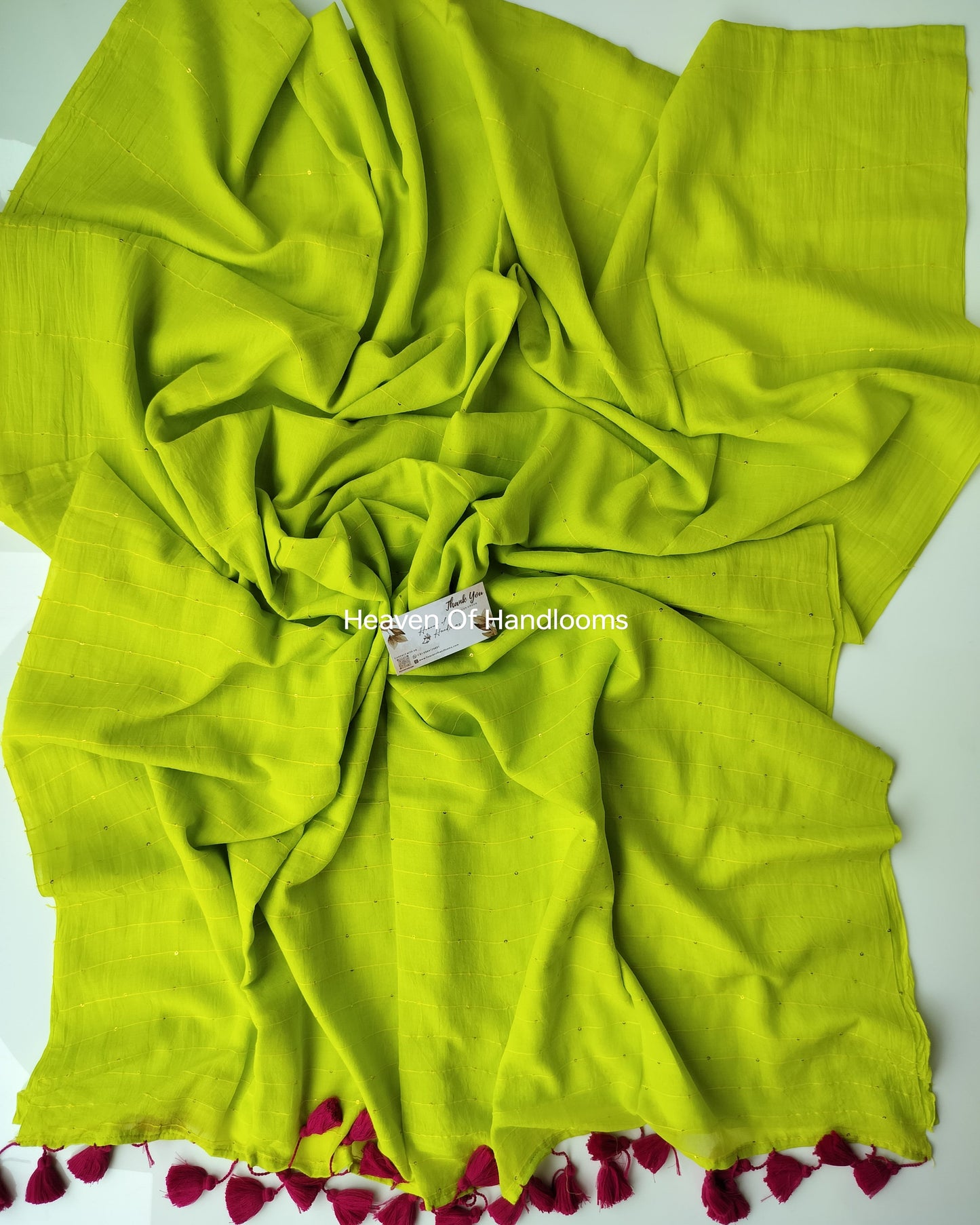 Contemporary Saree - Lime Green Jonaki