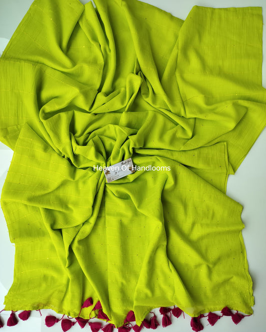 Contemporary Saree - Lime Green Jonaki