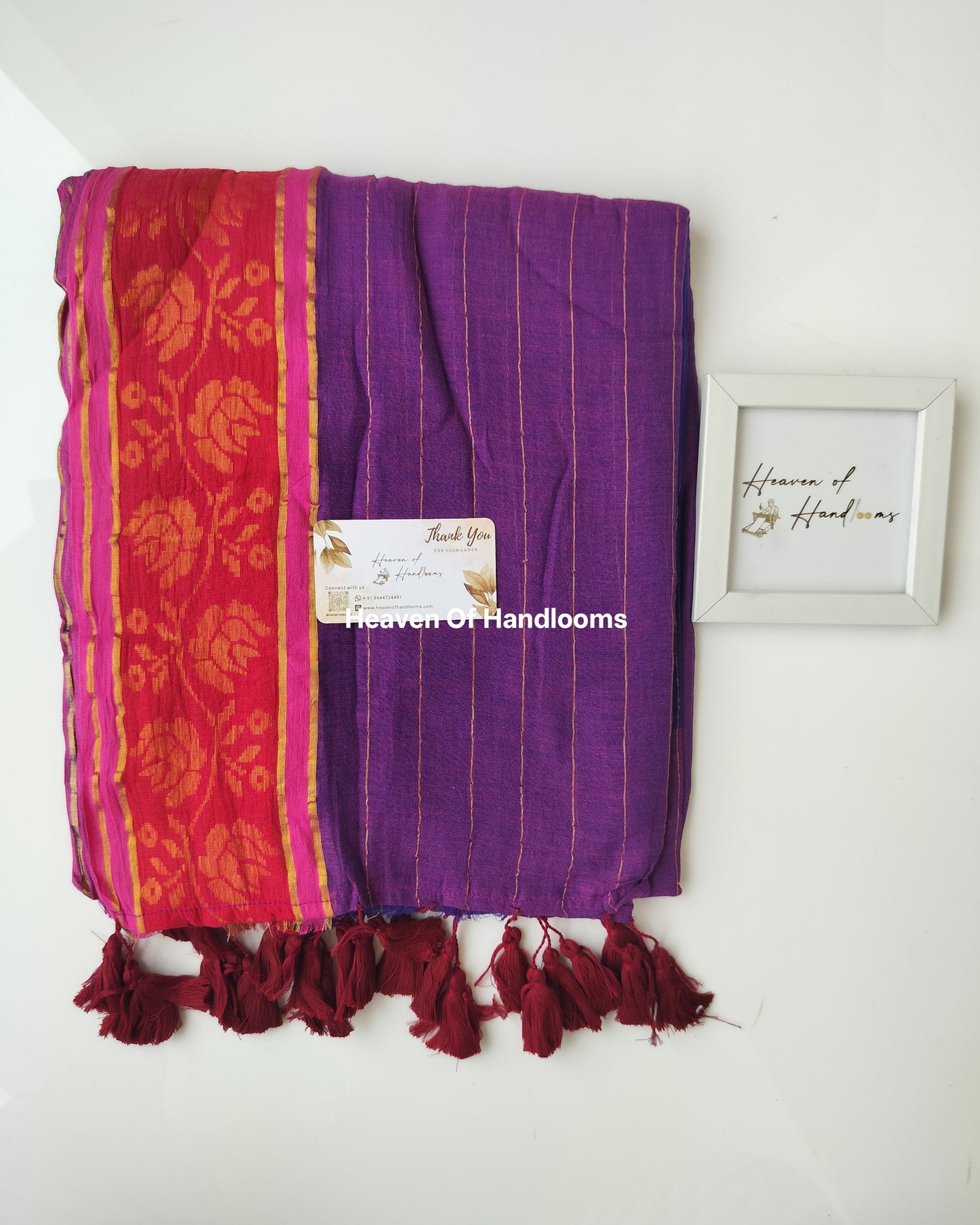 Festive Saree - Blue Purple with Floral Border
