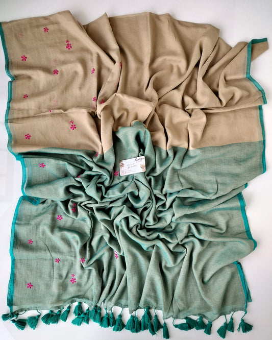 Festive Saree - Grey Pink Floral