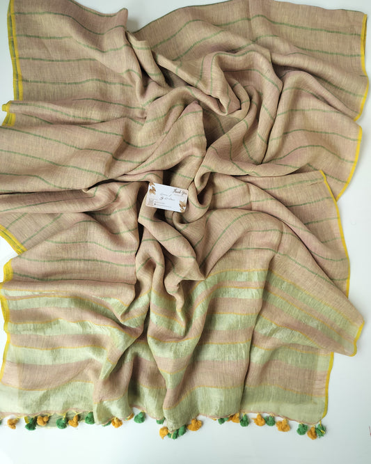 Linen by Linen - Pale Green and Brown