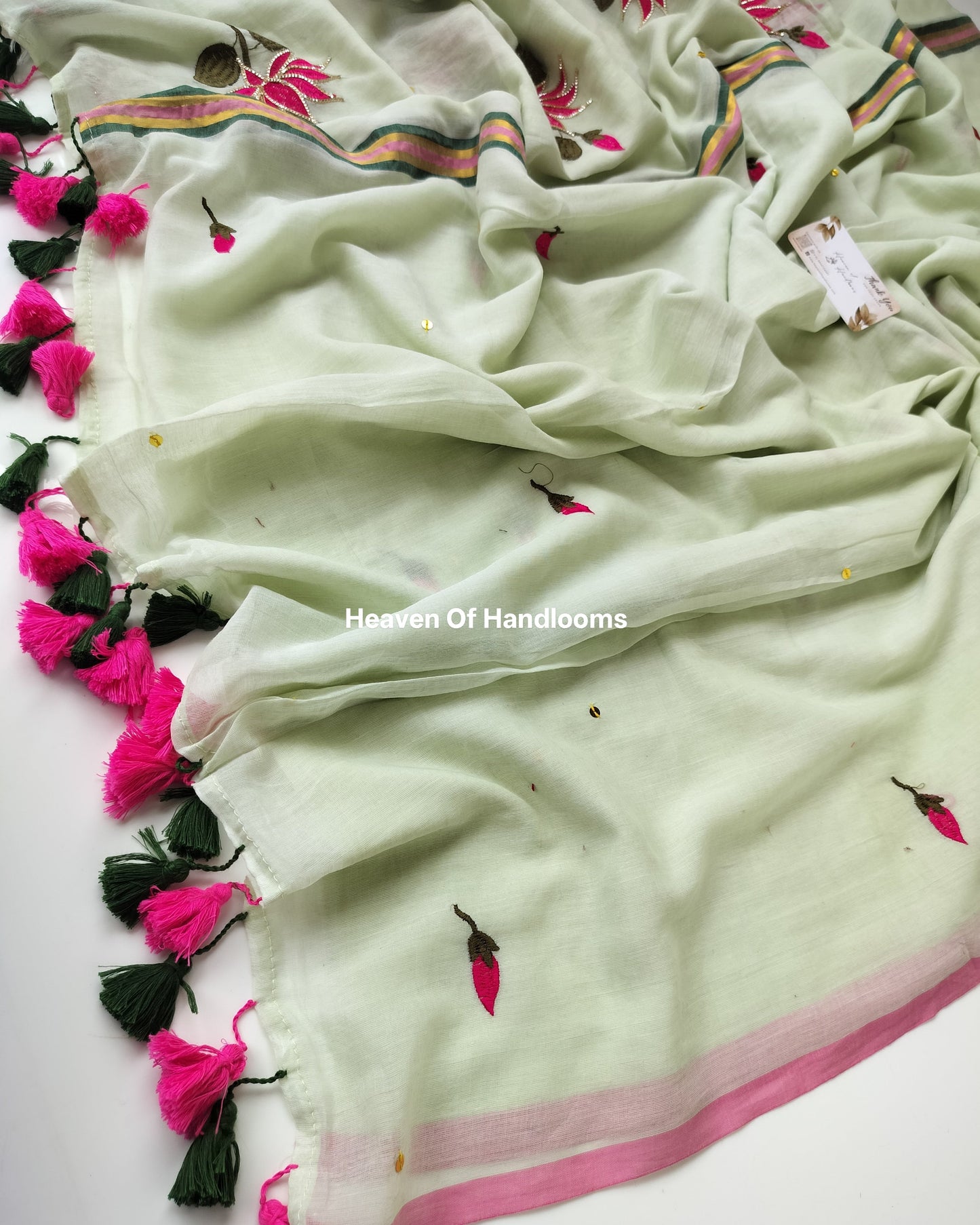 Festive Saree - Basil Lotus