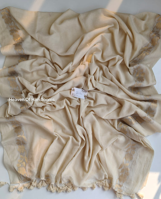 Onam-Vishu Saree - Cream Rose Border