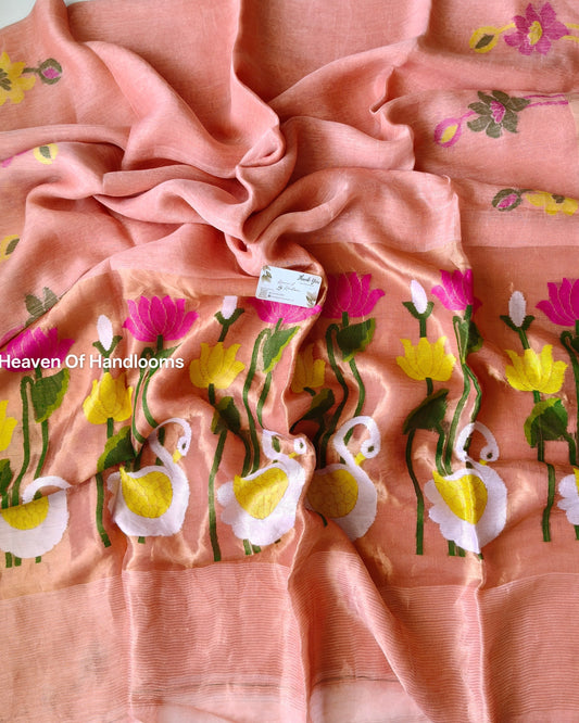 Linen by Silk - Peach Swan