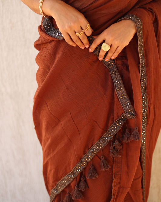 Festive Saree - Sri Brown Lace