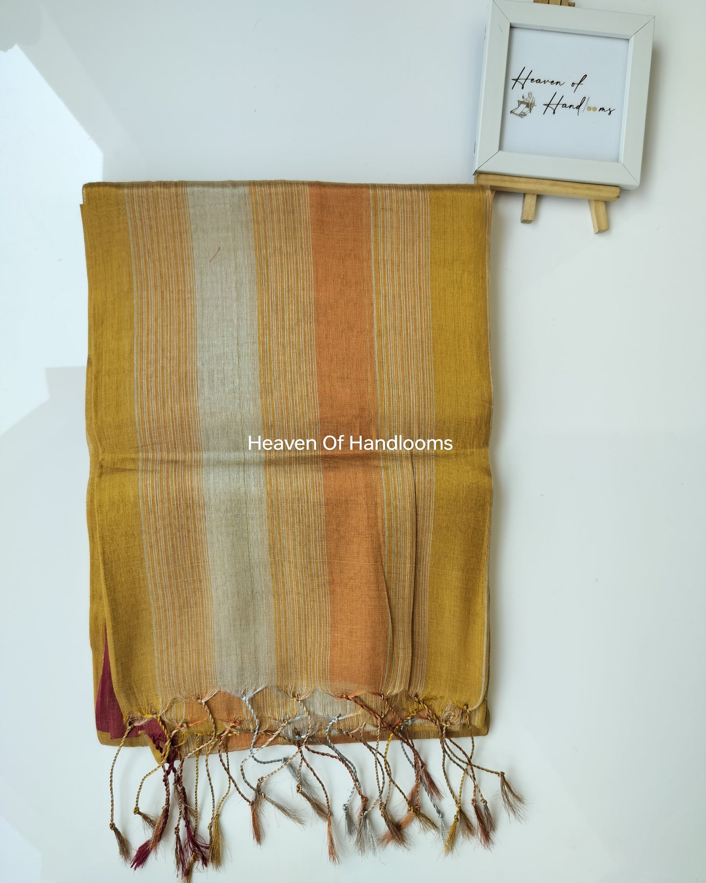 Tissue Saree - Mustard Accent Stripe