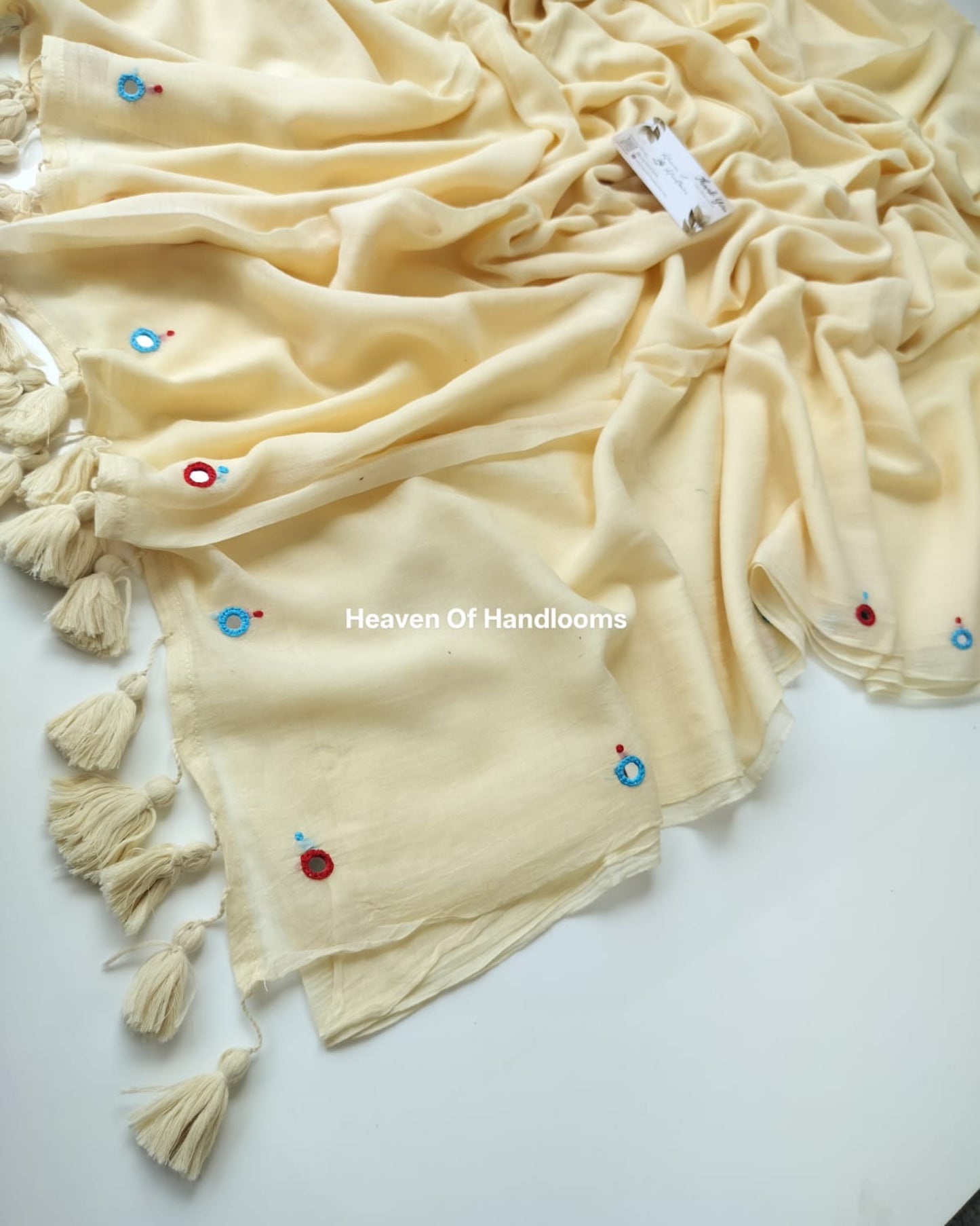 Festive Saree - Cream Gini Embroidery