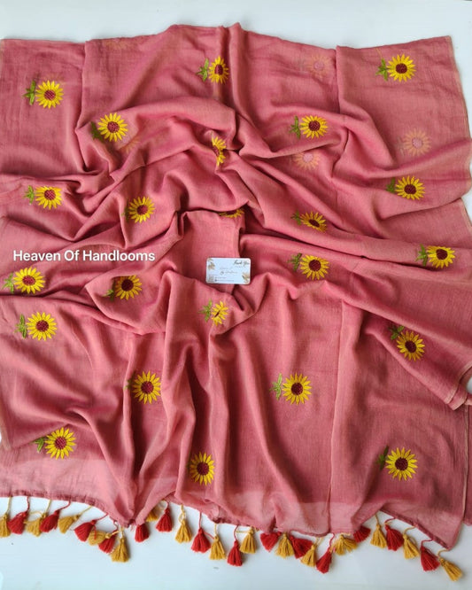 Embroidery Saree - Dual Sunflower