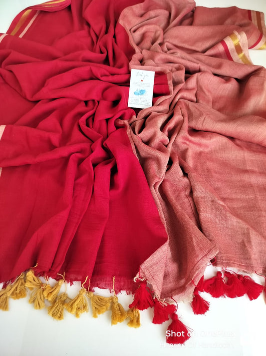 Festive Saree - Half and Half Red